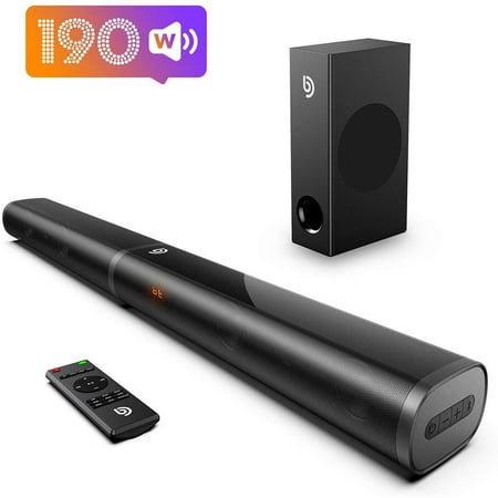 Soundbars with Subwoofer| TV Sound Bar| TV Bomaker 190W 2.1 Sound bar| 125dB| 6 EQ Modes| 32-Inch| LED Display Off | Walmart