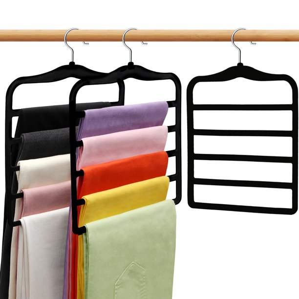 Organizadores de armario SHUKEEKA, paquete de 3 perchas de terciopelo para pantalones