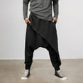 thumbnail image 2 of Vividxx Pants For Men Men's Solid Color Irregular Hem Harem Trousers Streetwear, 2 of 4