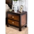 thumbnail image 4 of CoSoTower Acacia Walnut 1pc Nightstand Only Transitional Solid Wood 2-Drawers Square Chrome Knobs Multitone Unique Nightstand, 4 of 8