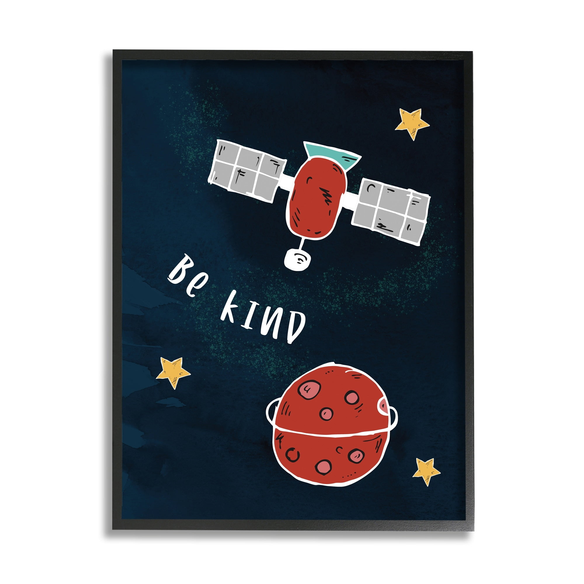 Stupell Industries Be Kind Phrase Red Planet Satellite and Stars,11 x 14,Designed by Daphne Polselli