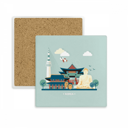 

Tourist Attractions in Seoul Korea Square Coaster Cup Mat Mug Subplate Holder Insulation Stone