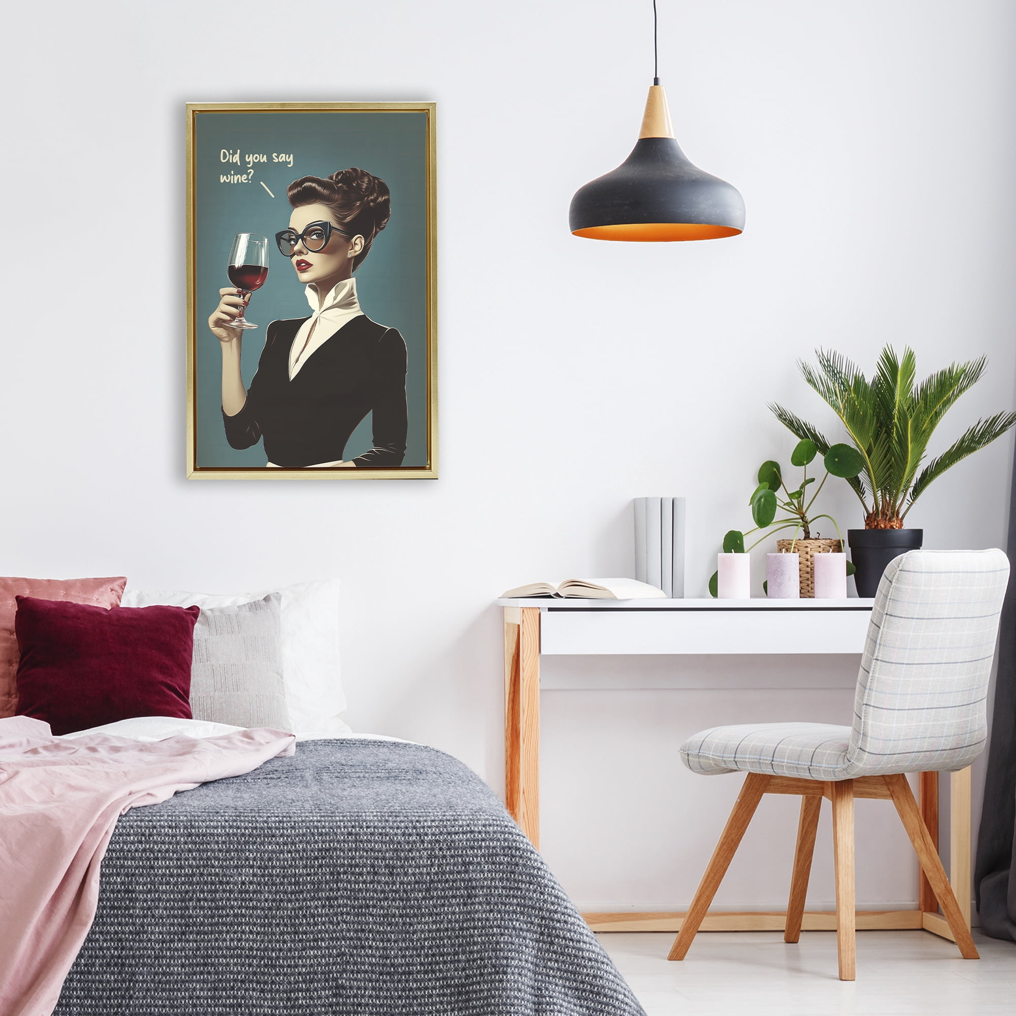 Stupell Industries Did You Say Wine Gold Framed Floater Canvas Wall Art, design by Andreas Magnusson