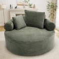 thumbnail image 2 of Muumblus 55" Indoor Round Lounge Chair, Oversized Boneless Accent Barrel Chair, Green Corduroy, 2 of 10