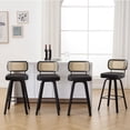 thumbnail image 3 of ANMINY Swivel Counter Height Bar Stools, Set of 2, Upholstered Faux Leather Barstools with Rattan Back, 29" Seat Height Bar Chairs for Kitchen Island, Bentwood Wood Frame, 3 of 11