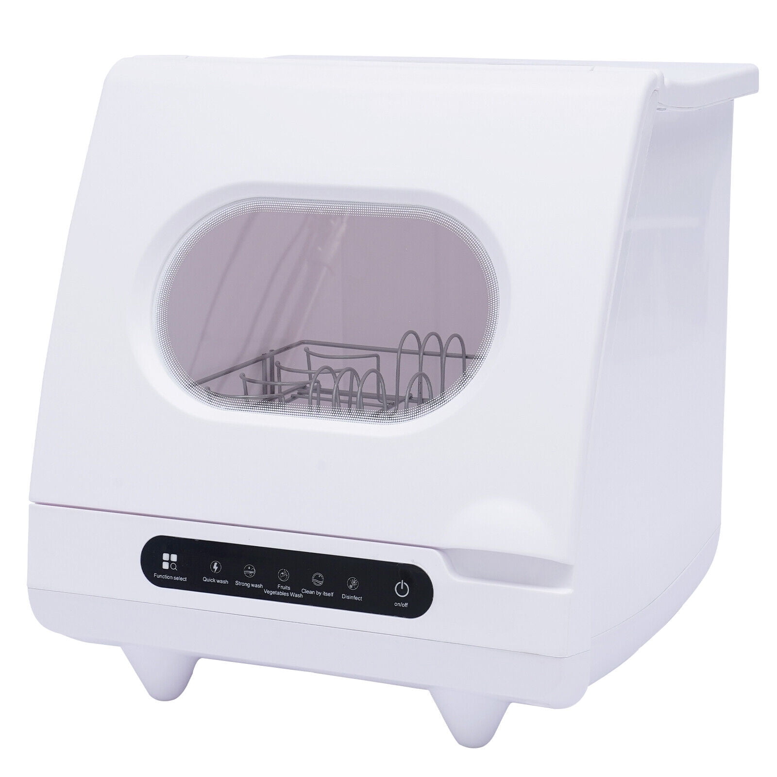 White 800W Dishwasher for Cleaning Vegetables and Fruits 15.6*15.4*16.9in Wash 6 Sets of Tableware at Once