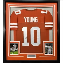 Framed Autographed/Signed Vince Young 35x39 Texas Orange College Football Jersey JSA COA