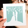 thumbnail image 7 of 3drose, Classy Bride and Groom White Silhouettes on Mint Pastel Blue - Romantic Wedding - Marriage - Married, 6 Greeting Cards with Envelopes, 7 of 7