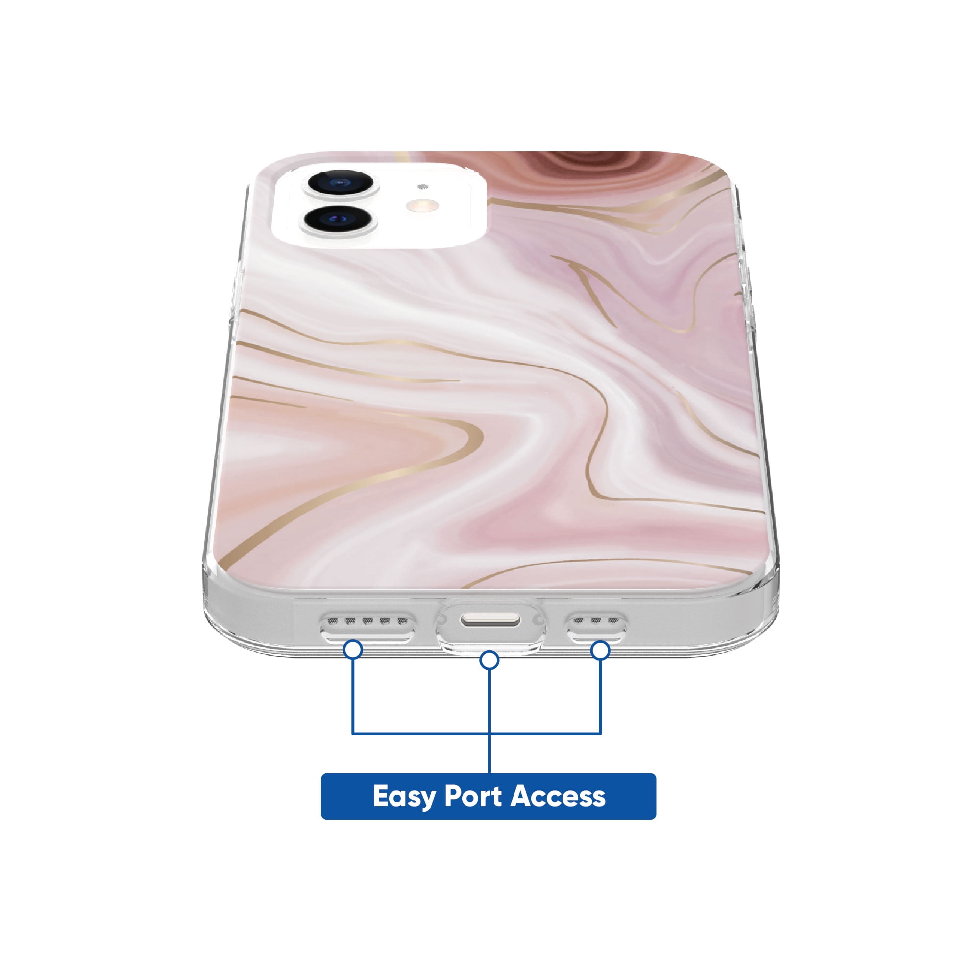 onn. Fashion Phone Case for iPhone 12 Pro / iPhone 12 - Pink Marble
