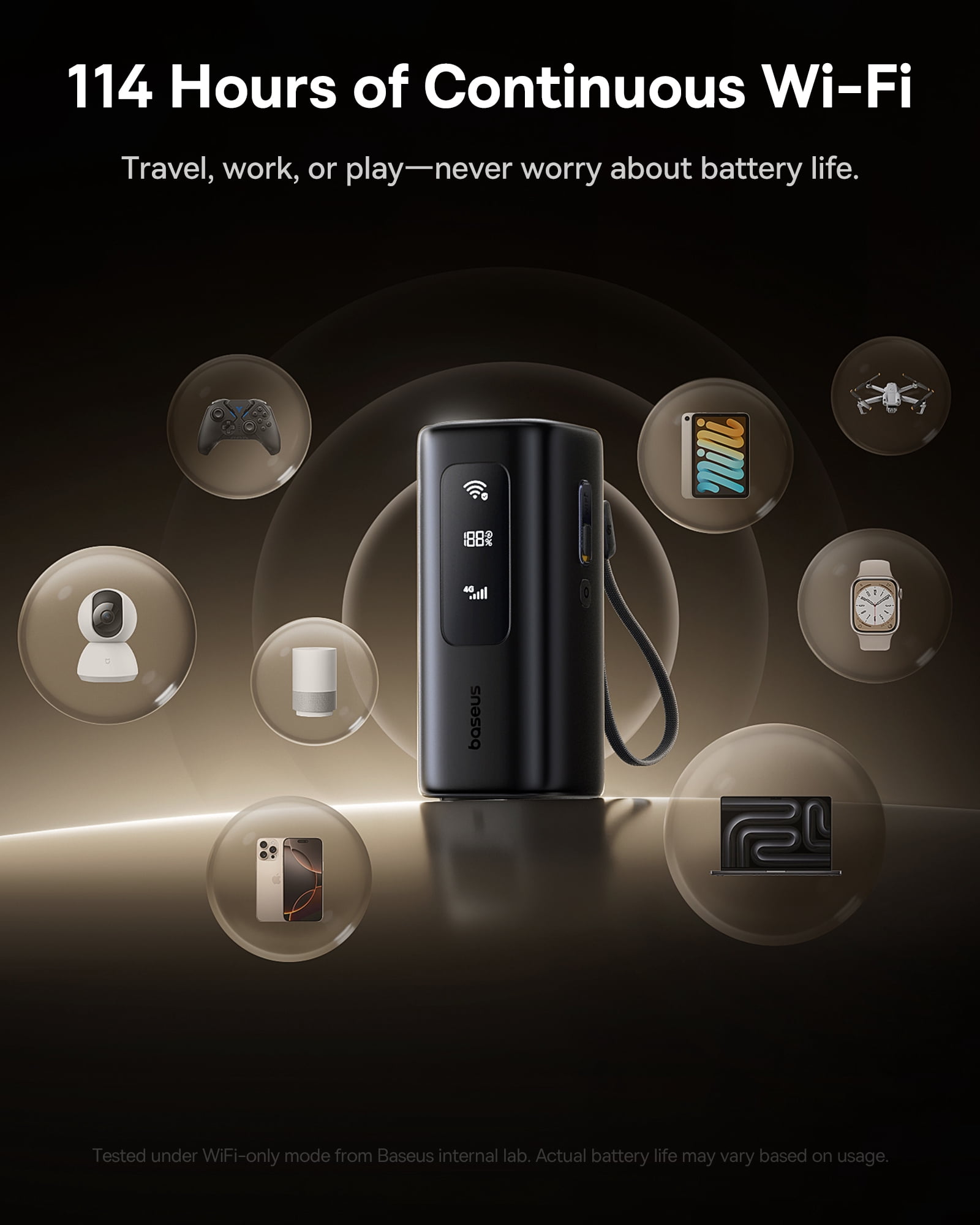 Baseus 4G LTE Mobile Hotspot & 20000mAh 67W Power Bank 2-in-1, Portable WiFi for Travel in 150+ Countries, No SIM Card, No Contract, 10 Devices, Worldwide Hotspot Router