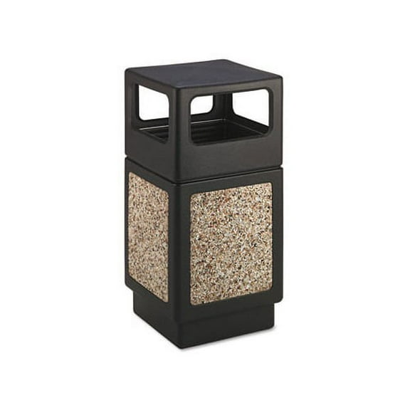 Canmeleon Side-Open Receptacle Square, Aggregate/Polyethylene, 38 gal, Black