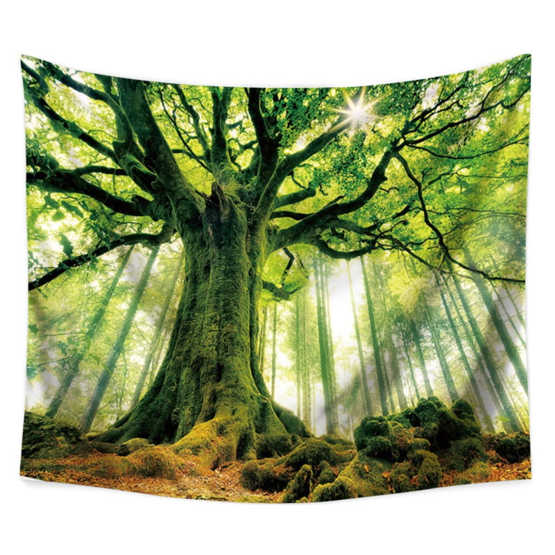 Funcee Green Forest Tapestry Tree Landscape Large Tapestries Misty