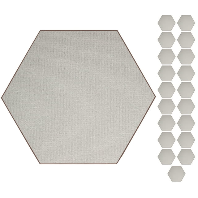Furnish My Place Abstract Contemporary Geometrical View Square Pattern Modern Plush Two Tone High Low Pattern Rug, Home Decor Mat, Made in USA - Framed Brown, 3' Hexagon - Set of 20