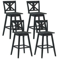 Gymax 4PCS Swivel Bar Stools 29'' Counter Height Chairs w/ Footrest Black