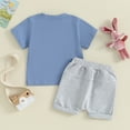 thumbnail image 3 of Bagilaanoe 2pcs Toddler Easter Outfits Baby Boy Shorts Set Letter Print Short Sleeve T-Shirts Tops + Shorts 3M 6M 12M 18M 24M 3T Kids Casual Summer Clothes, 3 of 8