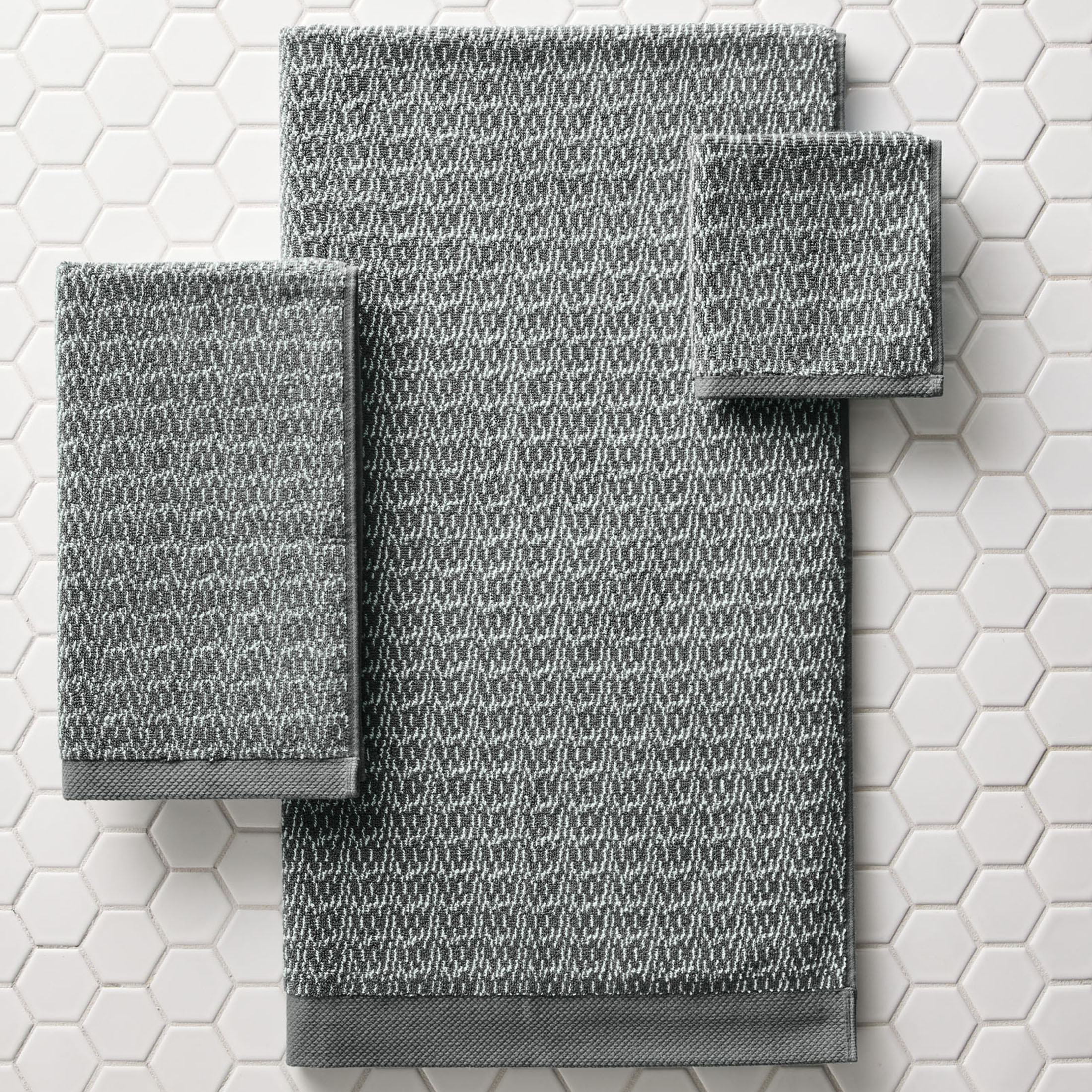 Better Homes & Gardens 6-Piece Cotton Bath Towel Set, Gray photo 4