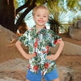thumbnail image 2 of Uuwenda Summer T-Shirts For Boys Girls Kids Toddler Boy Hawaiiss Casual Clothes Short Sleeve Floral Button Down T Shirt Beach Shirt Tops Green 6-7 Years, 2 of 4