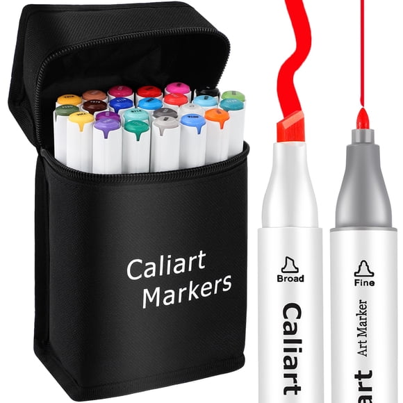 Juego de bocetos para artistas Caliart de 24 colores con punta doble para alcohol