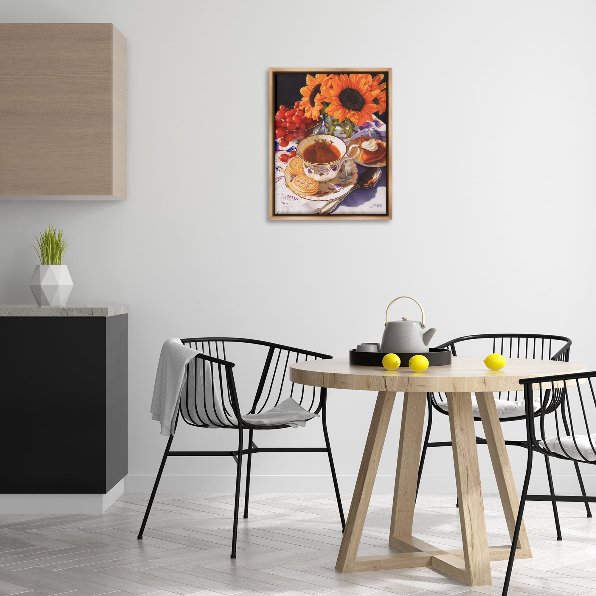 Stupell Industries Autumnal Tea Party Food & Beverage Painting Brown Floater Framed Art Print Wall Art, 17 x 21