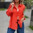 thumbnail image 4 of Womens Long Sleeve Shirts Button Up Plus Size Polka and Linen Buttoned Round Neck Loose and Comfortable Long Sleeved Top, 4 of 7