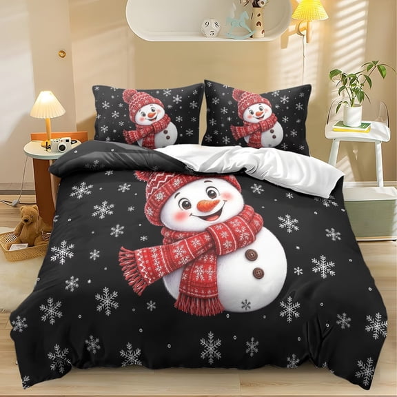 Yspwyqan Cute Christmas 3 Piece Twin XL Size Bedding Set, Soft Snowman Snowflake Winter Holiday Bedroom Comforter with 2 Pillow Shams for Kids Adults
