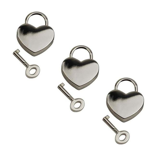 Esquirla 3Pcs Vintage Cadenas en Forme de Coeur Mini Sac de Voyage Journal Livre Cadenas-