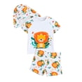 thumbnail image 3 of Boy's Swimsuits Long Sleeve Rash Guard Coconut Letter Print Trunks Cap 3 Pcs Beachwear, 3 of 9