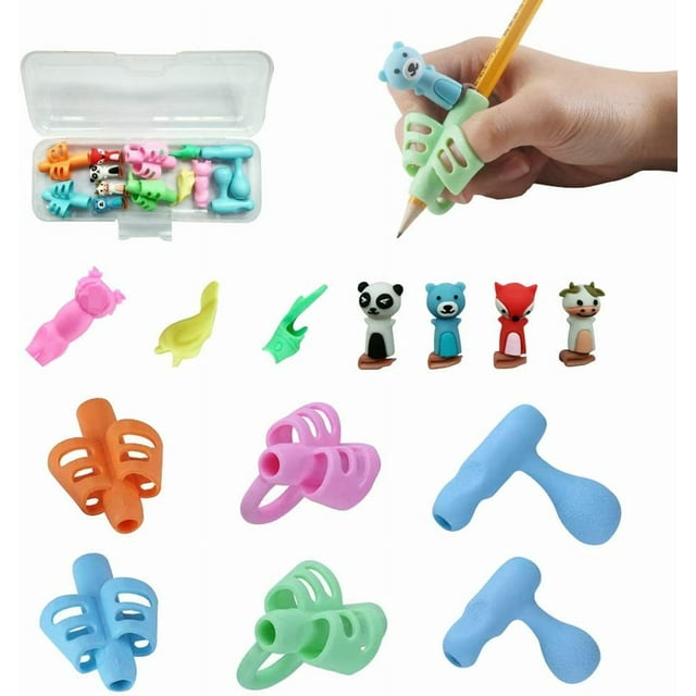 Child Finger Guide, 15 Pack, Pencil Grips for Kids Writing, 6-Step Posture Correction, Handwriting Training Aid