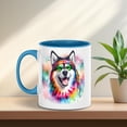 thumbnail image 2 of Hippie Alaskan Malamute Portrait Watercolor Tie-Dye Vintage Styles 11oz Accent Two-tone Mug Alaska Mal Dog Lovers Gifts Coffee Tea Cup - 00014, 2 of 5