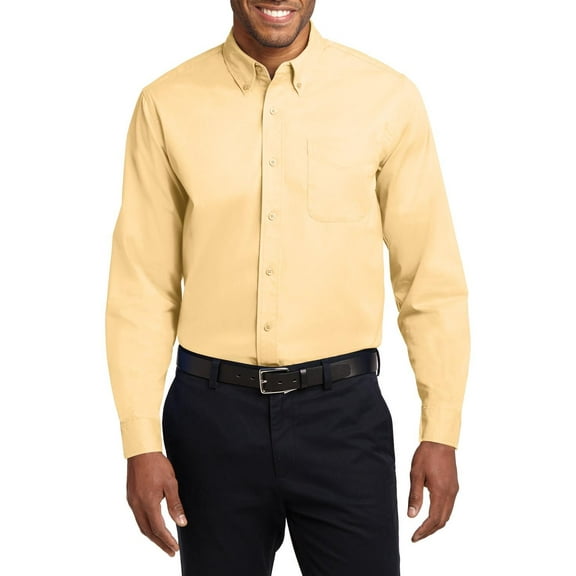 Just Blanks Extended Size Long Sleeve Easy Care Shirt, Yellow, 10XL