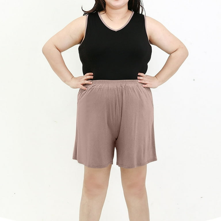 Pull on Stretch Shorts New Pajama Shorts for Womens Soft Elastic