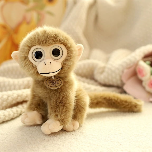Punch Monkey Plush, 7.8 Inch Big-Eyed Monkey, Monkey Stuffed Animal, Emotional Support Plush, Stuffed Monkey, Cute Cuddle Plushie for Birthday Easter