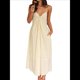 thumbnail image 1 of Vestido de Verano con Cuello en V para Mujer, A Rayas, Estilo Bohemio, para Playa, con Tirantes Finos y Lazo en la Espalda. Amarillo M, 1 of 10