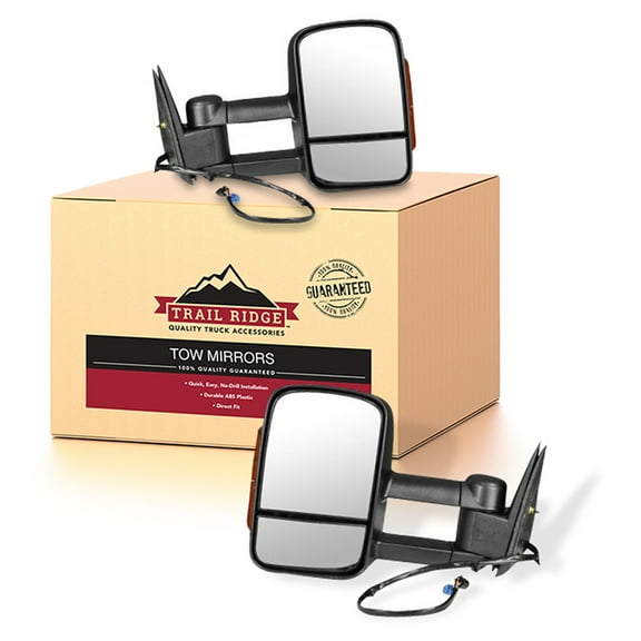 Trail Ridge Towing Mirror Set 2 Piece Power Heated Textured Turn Signal Fits 99-06 Chevrolet Silverado 1500 03-06 Silverado 2500 HD 07 Silverado 1500 Classic 07 Silverado 2500 HD Classic