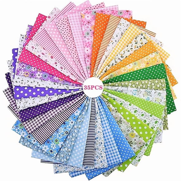 35Pcs 9.8"x9.8" Quilting Cotton Fabric Squares Quilting Supplies Multi-Colour Design Printed Floral Fabric for DIY(Red/Yellow/Green/Blue/Pink/Purple/Grey/Black)