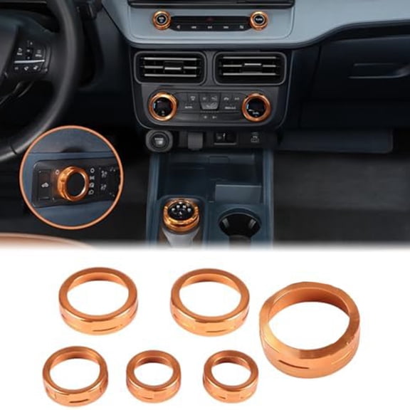 6Pcs Aluminum Alloy Air Conditioning Volume Knob Ring for Ford Vehicle 2022-2024