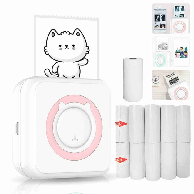 Maker Photo Printer Multifunction Portable Printer Wireless Mini Printer Support BT Connection for Smartphone with 11 Paper Rolls 57mm Compatible with iOS
