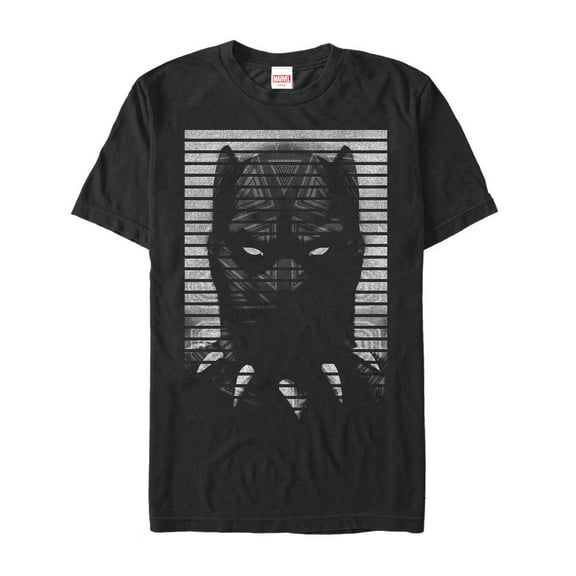Men's Marvel Black Panther Striped Profile Graphic Tee Black Small