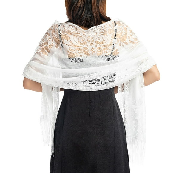 MIASHUI Women's Shawl Lace Shawl Bride Bridesmaid Evening Dress Cheongsam Party Shawl Banquet Hollow Lace Scarf White