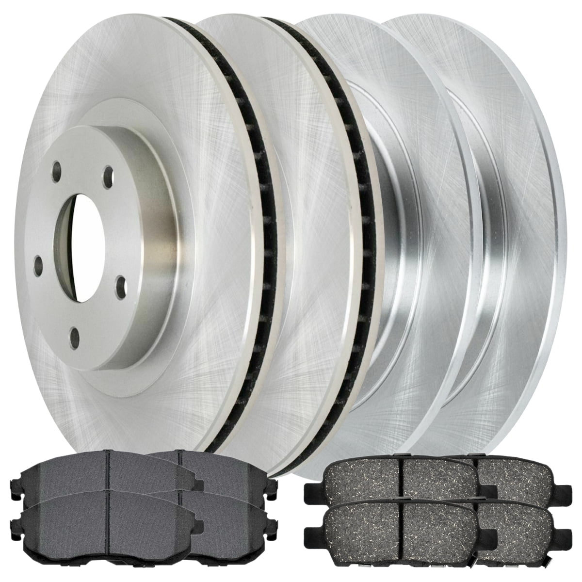 AutoShack Front and Rear Brake Rotors and Performance Ceramic Pads Kit