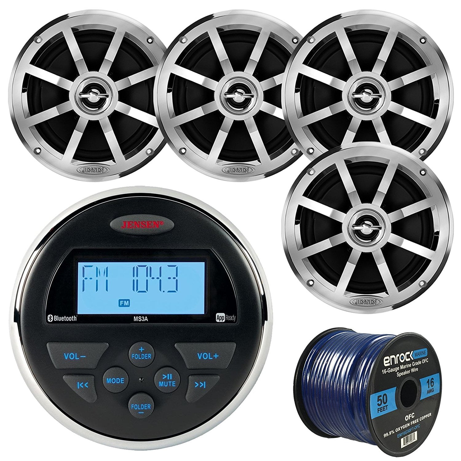 Jensen MS3ARTL Gauge Style Marine Boat Bike Digital Media Bluetooth