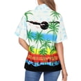 thumbnail image 2 of LA LEELA Women's Button Down Blouses Summer Beach Party Blouse Shirt Dressy Short Sleeve Button up Shirts Hawaiian T Shirts for Women XL Palm Tree View, White, 2 of 6