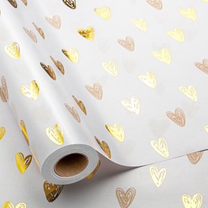 HOMERAL Foil Hearts Wrapping Paper Roll - 17in x 33ft