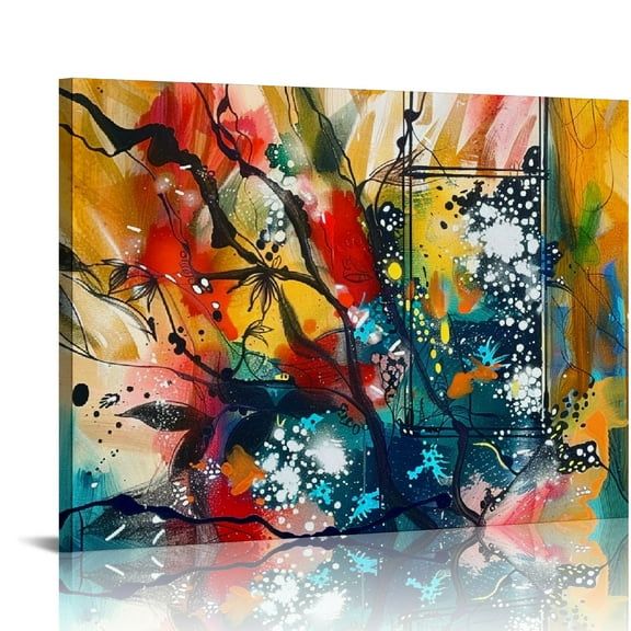 JEUXUS Colorful Abstract Picture Large Framed Canvas Wall Art for Bedroom Living Room Modern Abstract Canvas Prints Home Decor