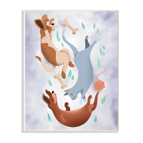 The Kids Room By Stupell Raining Cats and Dogs From A Purple Sky Wall Plaque Art