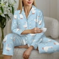 thumbnail image 6 of Picia Goose White Flowers Pattern Women’s Long-Sleeve Sleepwear Set - Soft 2-Piece Loungewear with Pockets, Comfy PJs for Relaxing Nights-Small, 6 of 7