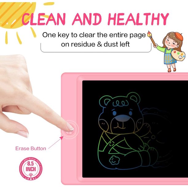 Tableta de escritura LCD colorida de 8,5 pulgadas, dibujo de tableta para ni?os para borrado repetible, tableta de escritura para cuatro ni?os de juguete, adecuada para escribir, dibujar y grabar (rosa) ShuxiuWang 8390612904868