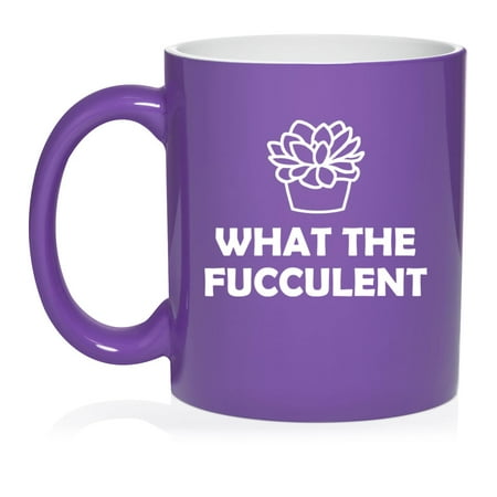 

What The Fucculent Funny Succulent Plant Ceramic Coffee Mug Tea Cup Gift (11oz Purple)