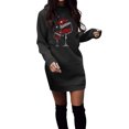 thumbnail image 2 of KANG Cozy Christmas Hoodie Dress | Women's Long Sleeve Casual Sweater Dress with Festive PrintBlackS, 2 of 4