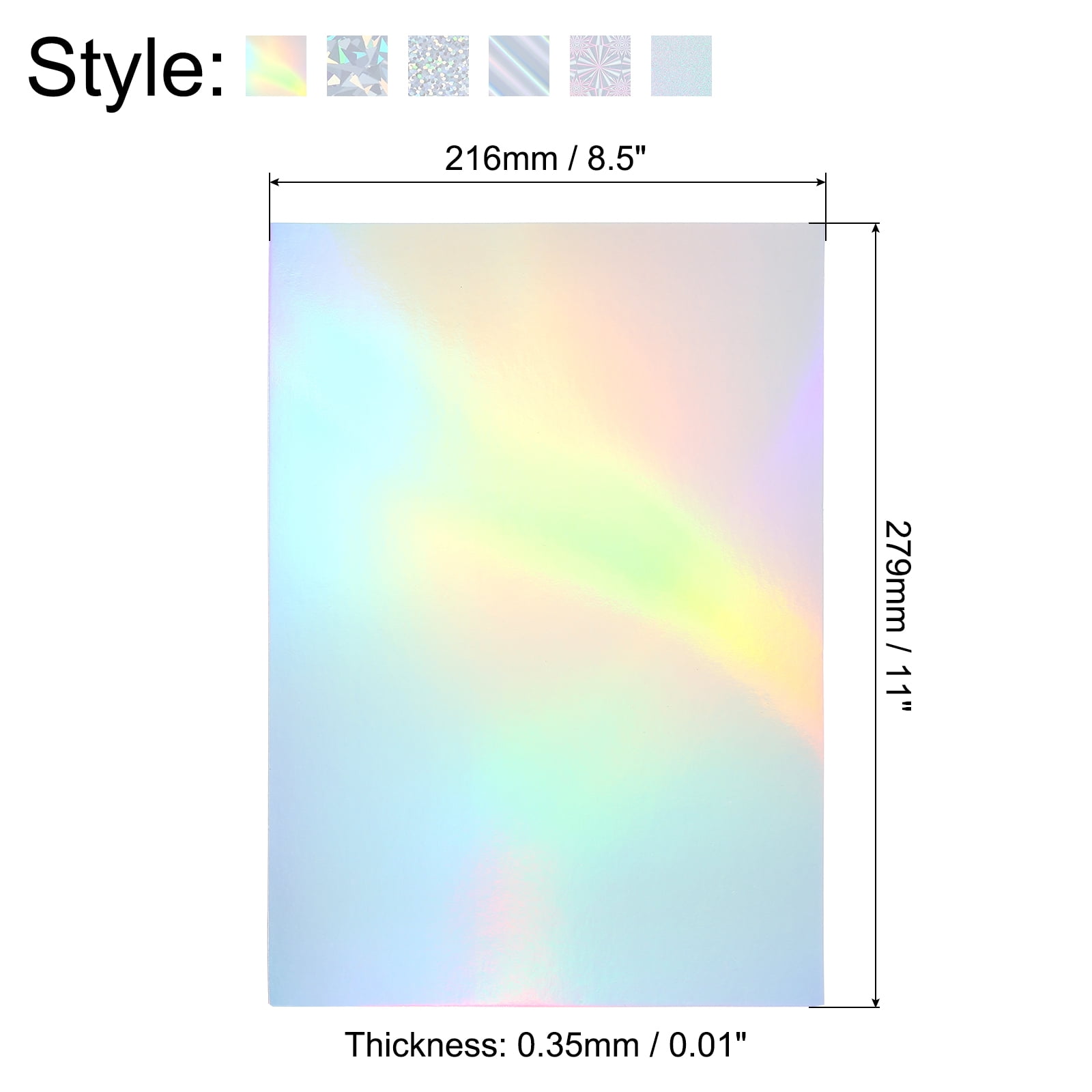 Uxcell 11"x8.5" Holographic Cardstock, 30 Pack Metallic Iridescent Mirror Paper Foil Board Reflective Sheets, 6 Colors